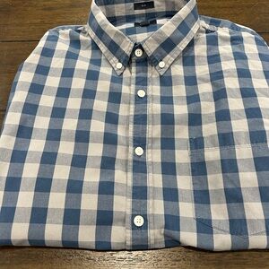 J. Crew Navy and Grey Plaid Men's Shirt